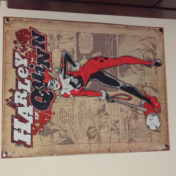Classic Harley Quinn and Joker Comic Strip Tin Metal Sign - Picture 1 of 12